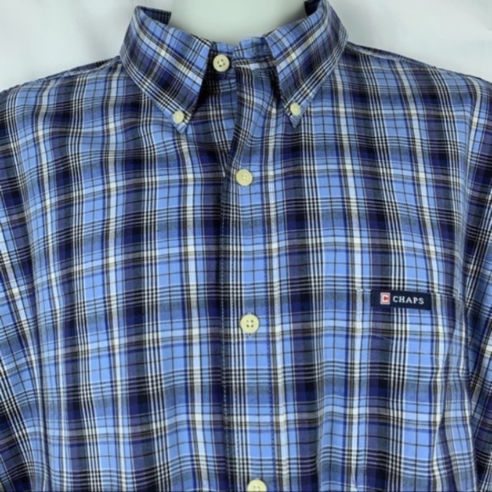 Chaps men's blue long sleeve button down shirt, XL - Picture 5 of 8
